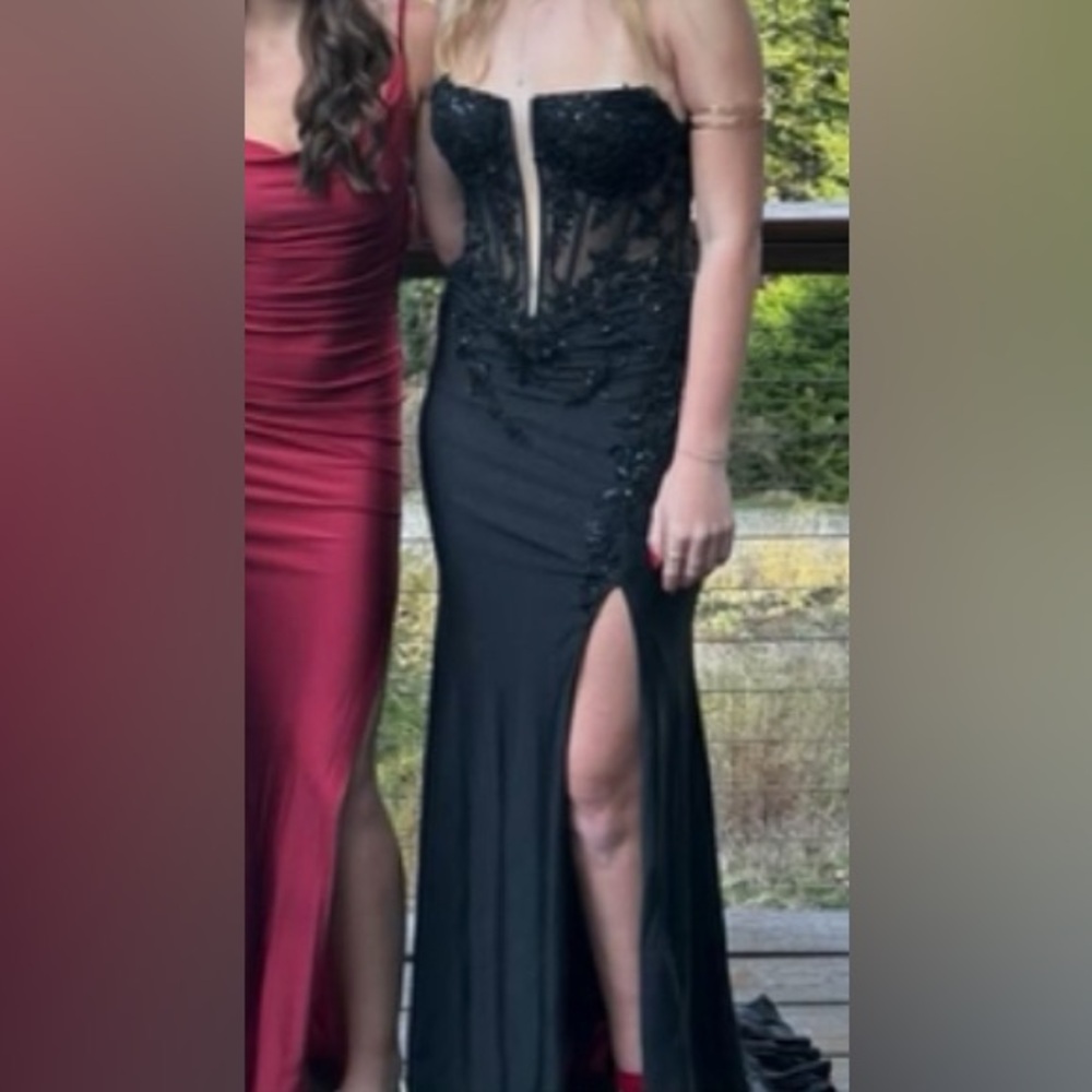 Sophisticated Black Sequin Prom Dress